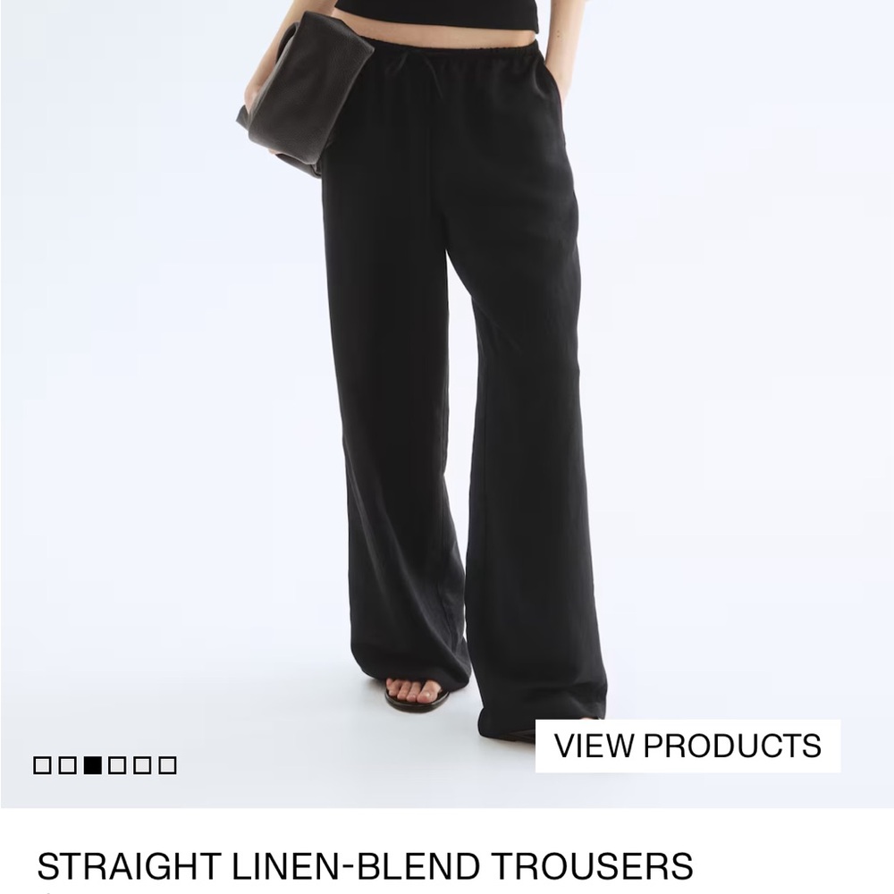 Straight black linen pants
